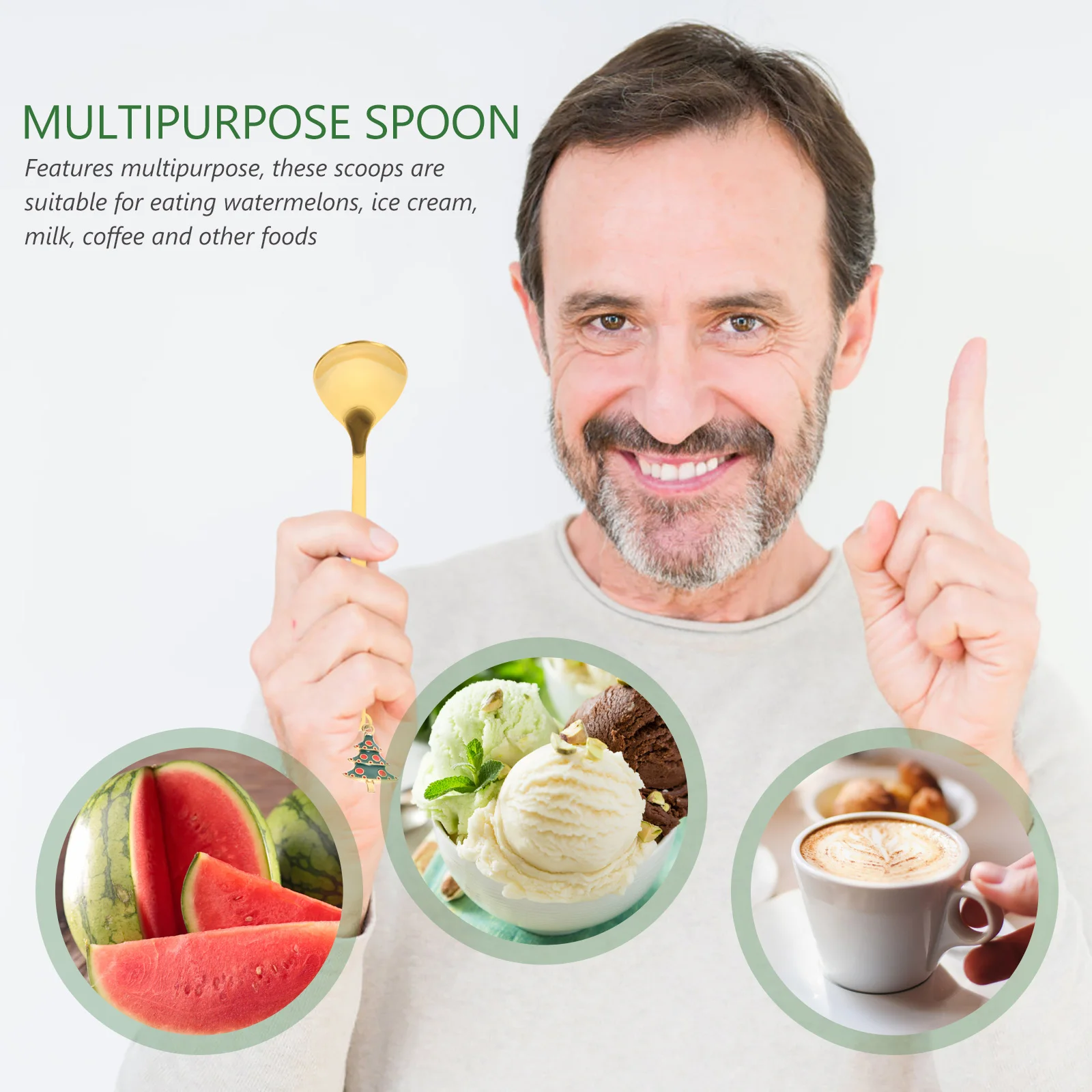 

1Set Christmas Party Spoon Stainless Steel Dessert Scoop for Coffee Ice Cream Cake Stirring Holiday Tableware Gift Idea