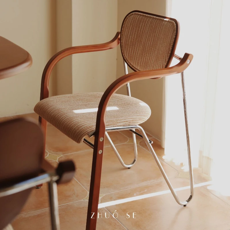 

Solid wood medieval light luxury dining chair home backrest French Internet celebrity stool design retro simple Furniture Home