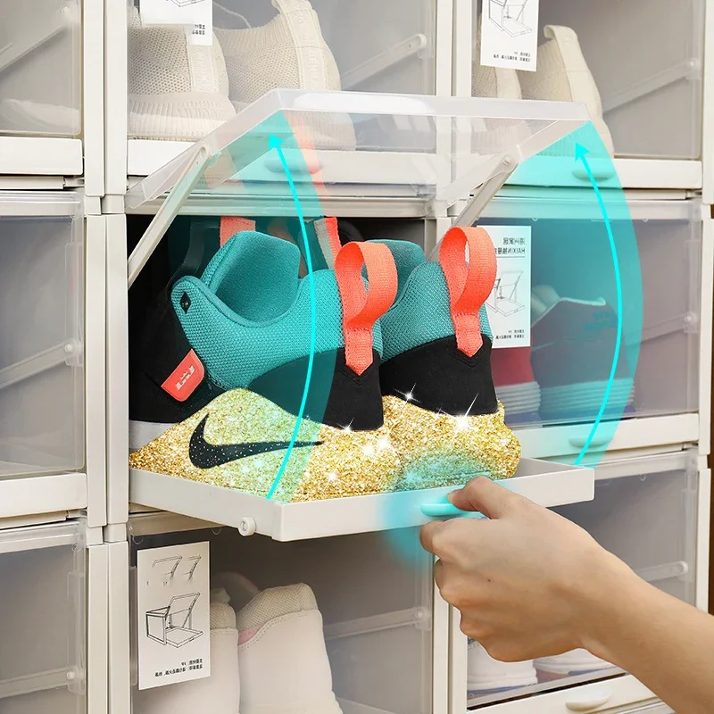

Household Organizing Plastic Box Dustproof Drawer Type Transparent Men Shoe Storage Box