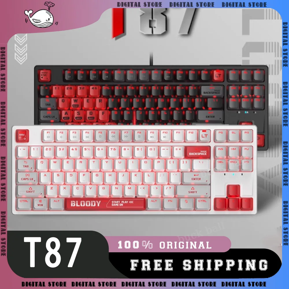 

A4tech T87 Mechanical Keyboard 87 Keys Wired Rgb Backlit Hot Swap Gaming Keyboards Waterproof Customized Esports Keyboard Gifts