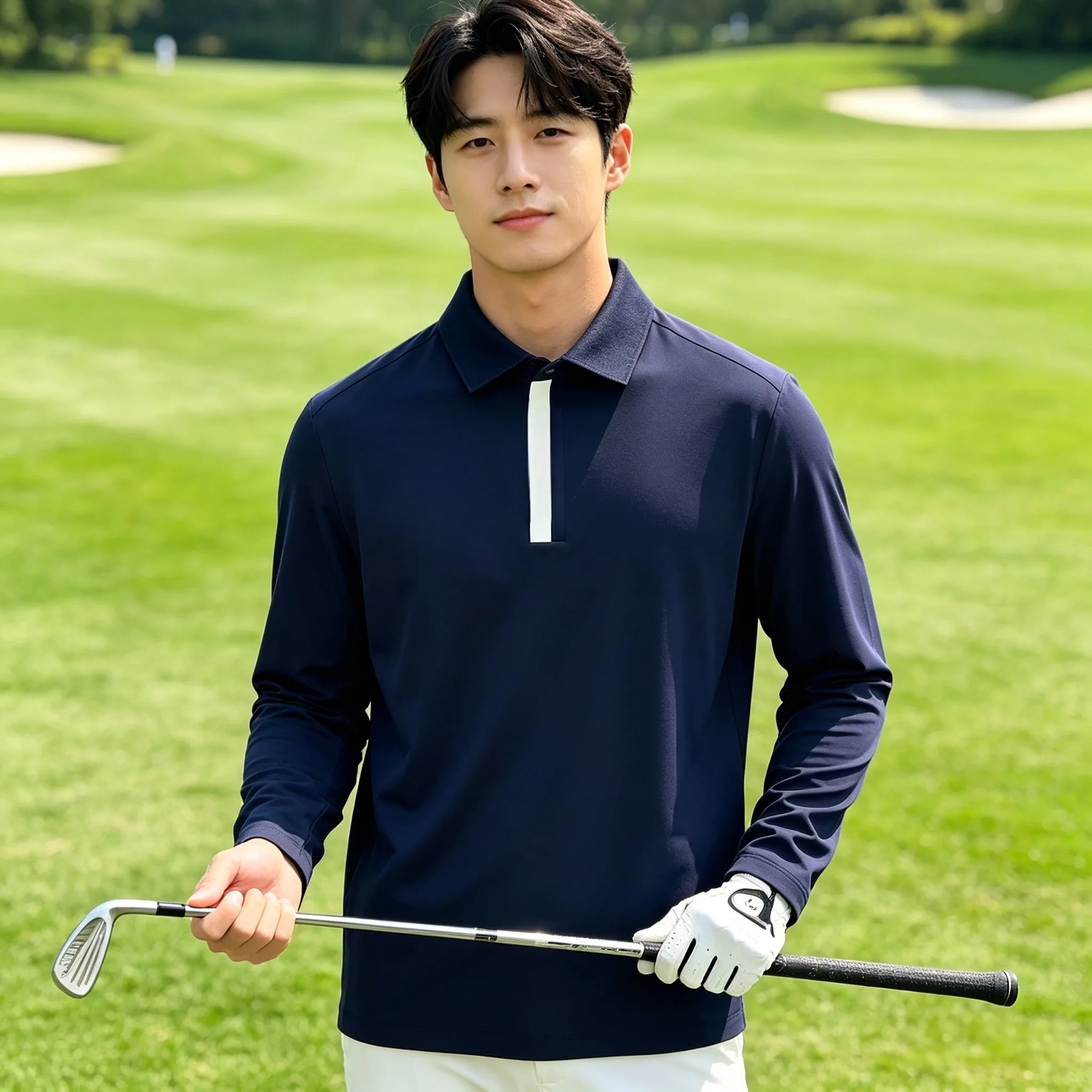 Nueva Camiseta Térmica de Manga Larga para Hombre, Primavera/Verano, para Golf, Cómoda, Suave y Versátil