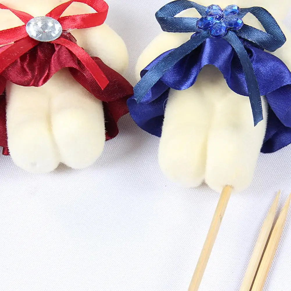 10 pièces dessin animé Couple modèles ours fleur Bouquet poupées décoration de mariage accessoires cadeaux d'anniversaire bulle ours décoration