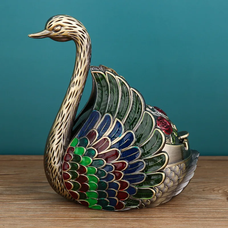 New Swan Ashtray Home Living Room Creative Light Luxury Ins Office Anti Fly Ash with Cover Gift for BoyfriendDecorative Ornament