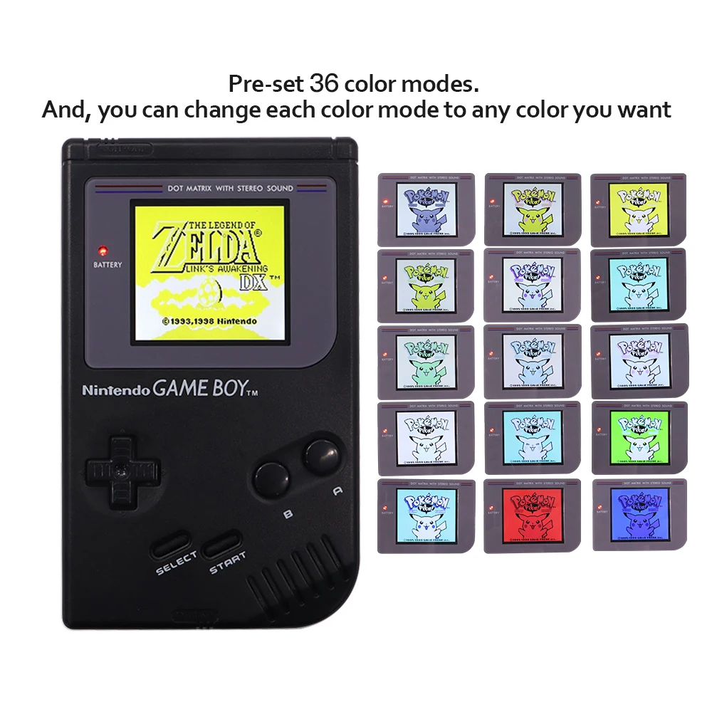 Dmg gb q5 lcd ips tela de retroiluminação rips menu osd para game boy clássico gbo dmg com carcaça com alto-falante pré-soldado