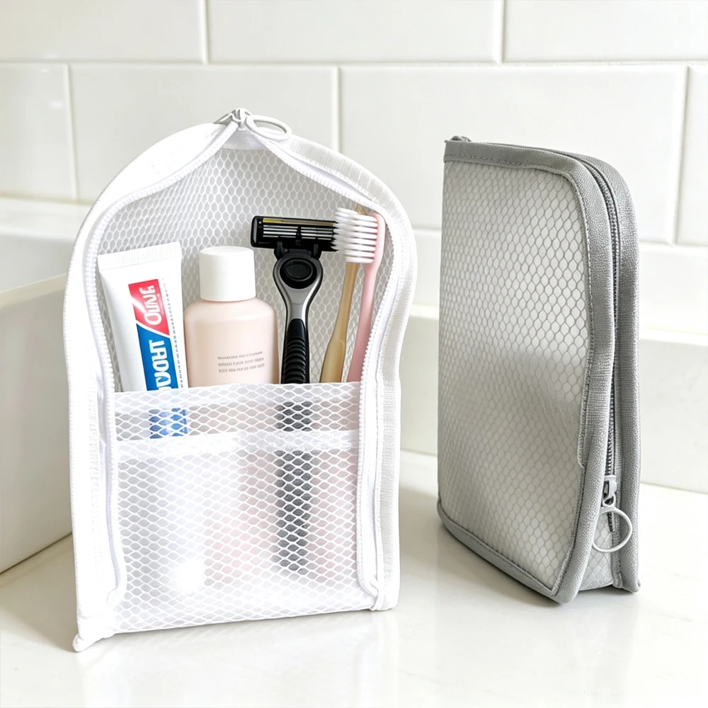 Self-standing storage bag - Large capacity, multi-functional, stand-up makeup bag, travel and business travel portable toiletry