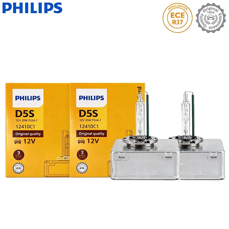 PHILIPS Original Xenon D5S 25W HID Headlight Standard Auto Lamp ECE 4200K Bright White Car Bulb High Low Beam 12410C1,1/2X