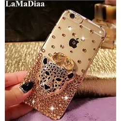Luxury Hot Tiger Leopard Head Diamond Rhinestone Crystal Bling Phone Cases for Iphone 15 14Pro 13 12 16 Pro 15ProMAX 16Plus