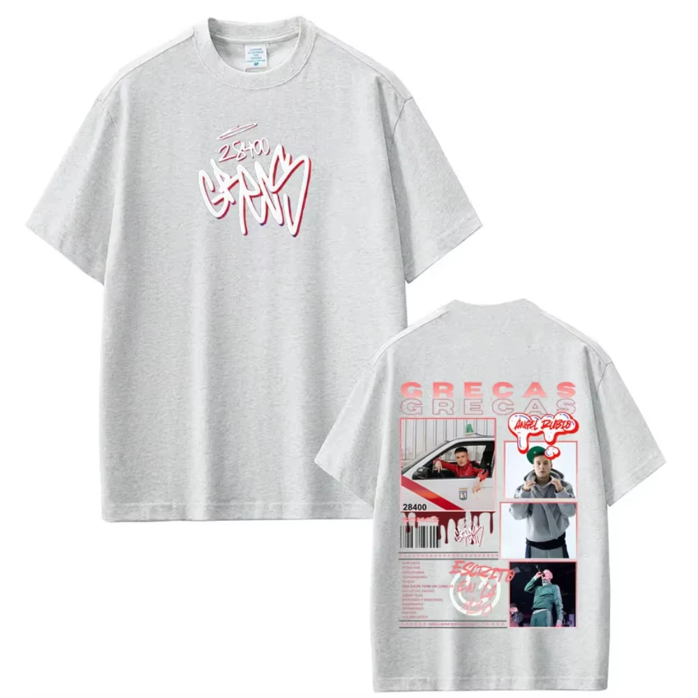 Rapper Grecas Tour 2026 Album-Print T-Shirt für Herren und Damen, Modisches Oversize-T-Shirt, Lässiges Kurzarm-Baumwoll-Shirt, Streetwear – Detail 7