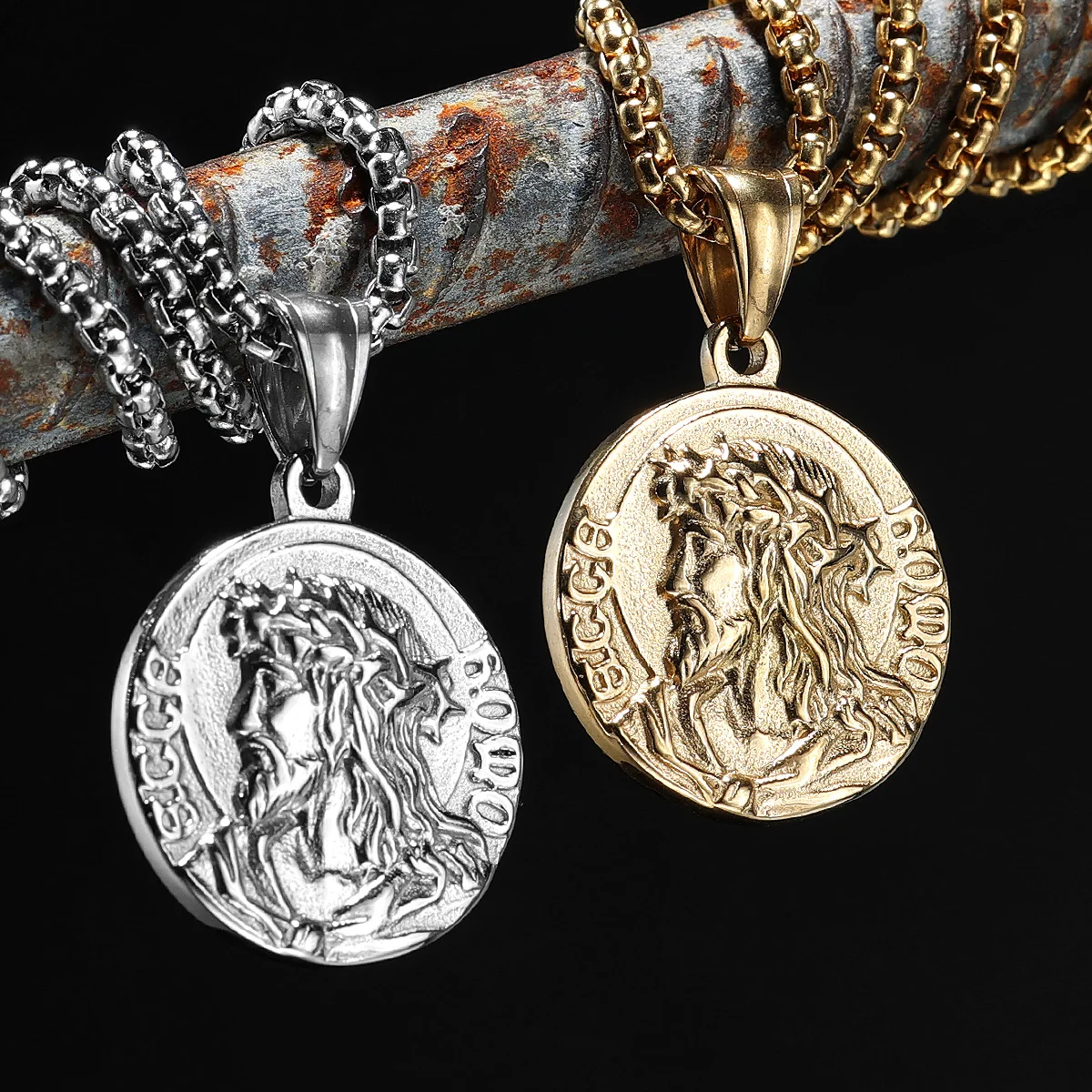 

Christian Jesus Pendants 316L Stainless Steel Necklaces Men Powerful Amulet Chain Rock Punk Religion Jewelry Gift Dropshipping