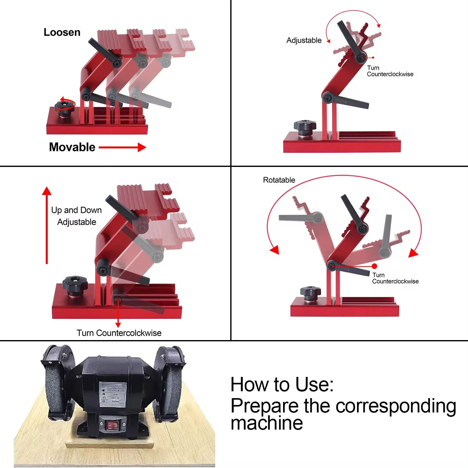 Multipurpose Adjustable Replacement Tool Rest Sharpening Jig for 6/8 Inch Bench Grinders & Knife Sharpener System - Easy Honing view 5
