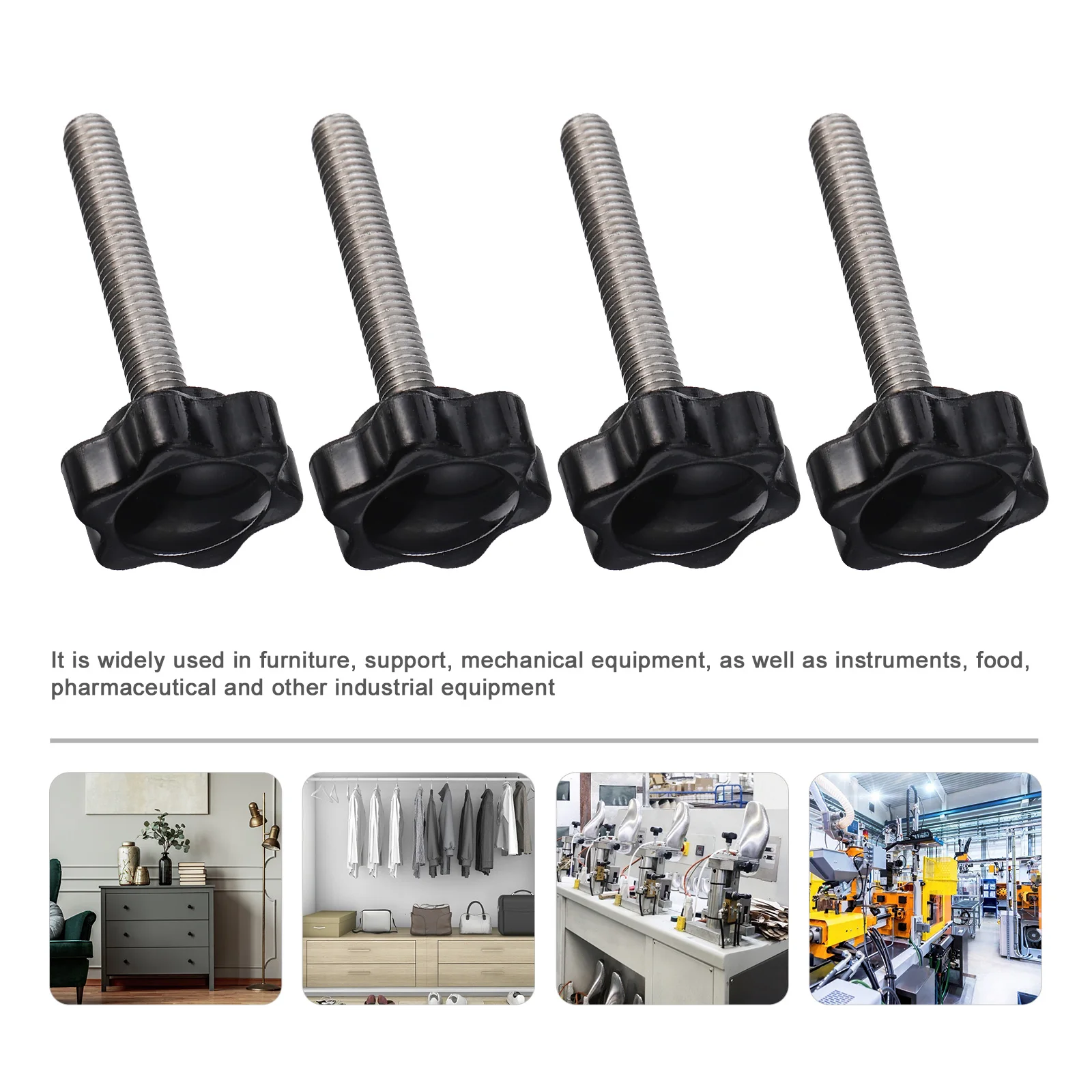 

10pcs Hand Screw Knobs Stainless Steel Thread Clamping Plum Blossom Grip Handle Screw-On Type Corrosion Resistant Furniture