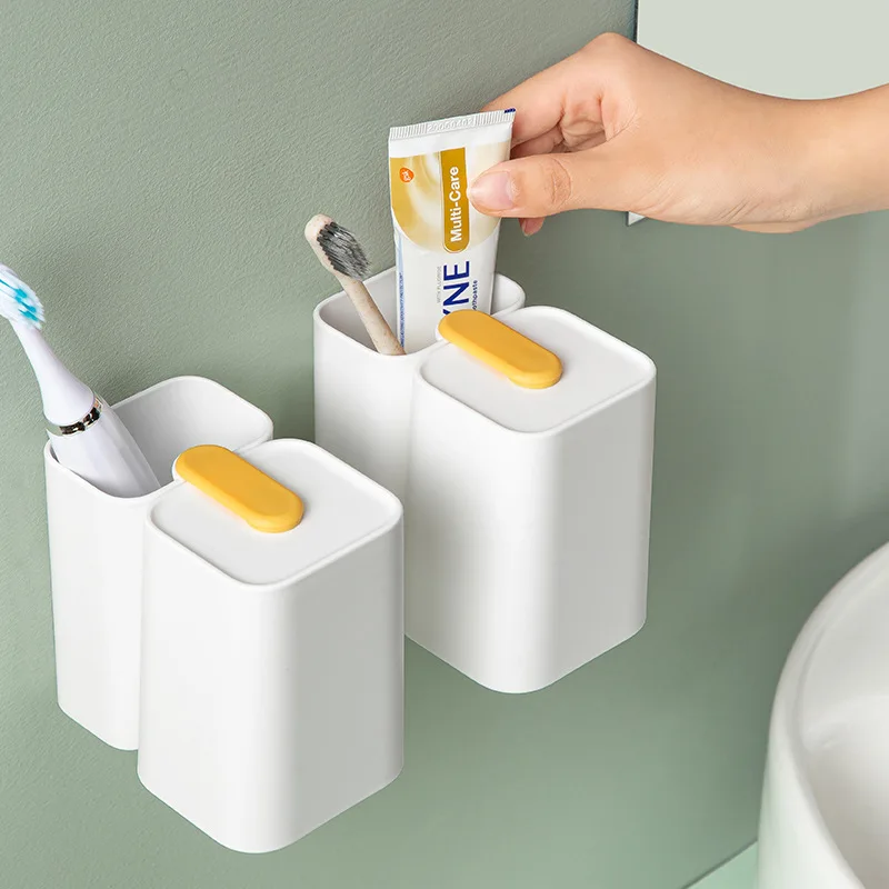 Simple Mouthwash Cup Brushing Cup Wall-mounted Magnetic Household Toilet Cup Set Toothbrush Storage Box Couple Toothbrush Cups