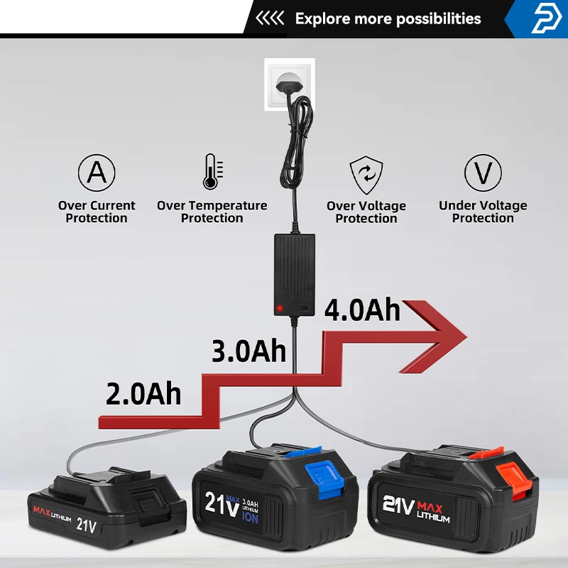 21V Brushless Electric Drill Hammer 125NM Torque Cordless Ice Drill Screwdriver Li-ion Battery Electric Power Tool By PROSTORMER