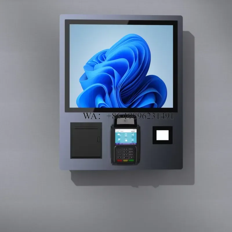 Wall Mount 19 Inch Self Service Ordering Payment Kiosk for Fast Food Restaurant