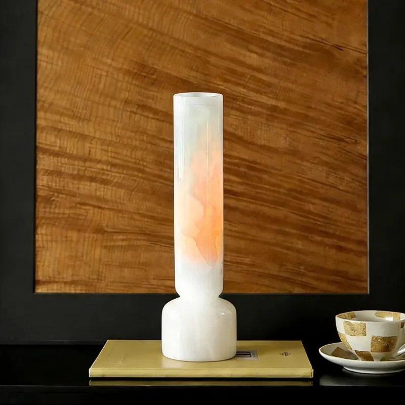 Luxury Natural Jade Vase with Floating Flower Pattern, Handcrafted Stone Vessel for Boutique Hotel & Home Decor, Elegant Display