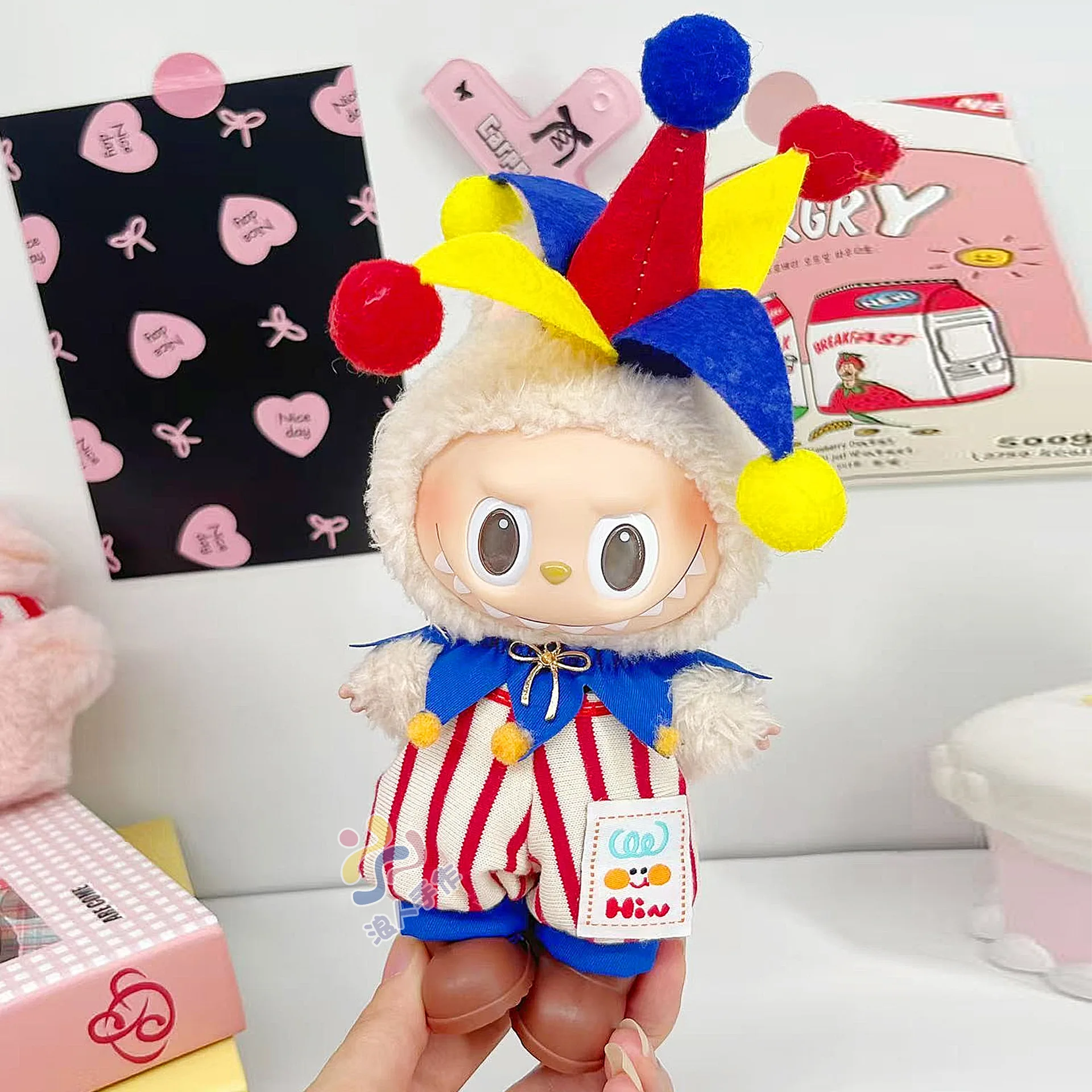

Clothes For Labubu 17cm LABUBU Sitting Party 1st 2nd 3rd Generation Plush Doll Outfits Circus Elephant Clown Costumes Apparel