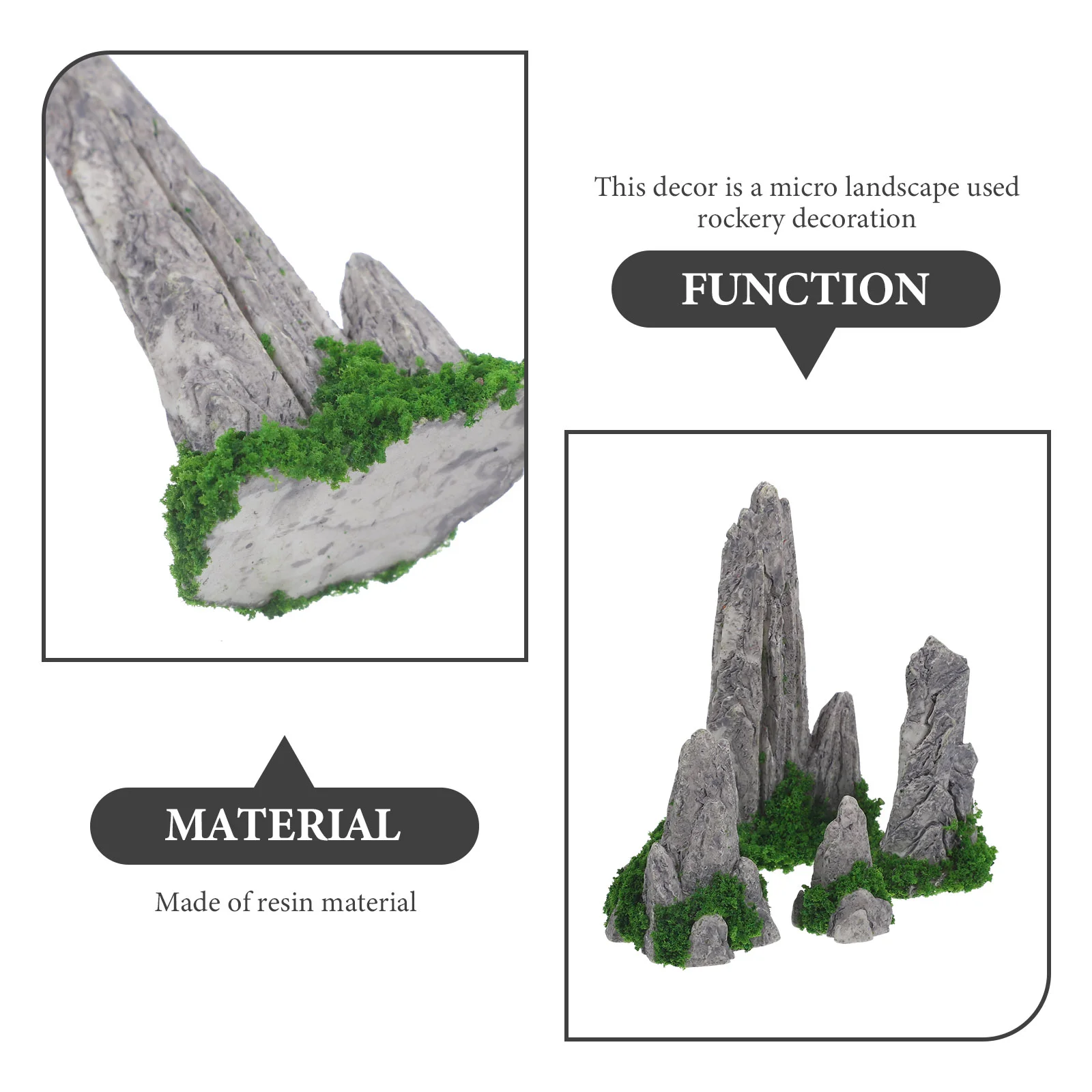 8 Pcs Simulated Rockery Ornaments Garden Bonsaiation Outdoor Bonsaiations Resin