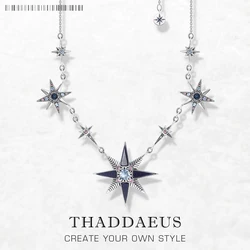 Royalty Stars Gold Link Chain Necklace Brand New Cosmic Fine Jewelry Europe 925 Stering Silver Vintage Gift For Women
