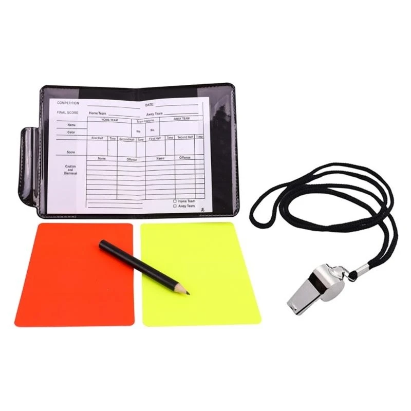 Libro dei punteggi con matita, attrezzatura per arbitro Set per arbitro sportivo Fischio in metallo sportivo Rossore Set per