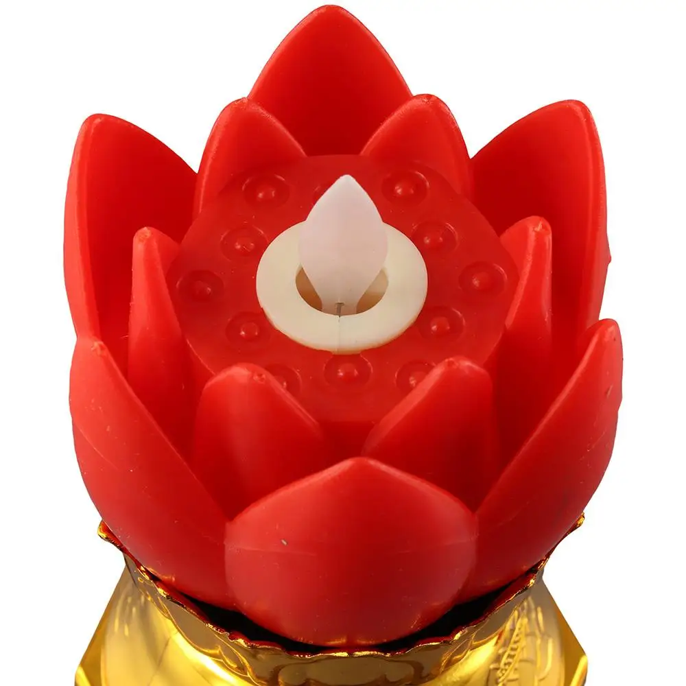 2 قطعة ضوء اللوتس الإلكترونية الأحمر لوتس مصباح LED أضواء الشموع أضواء البوذية بطارية LED مصباح Finials بطارية ضوء الليل المنزل #6