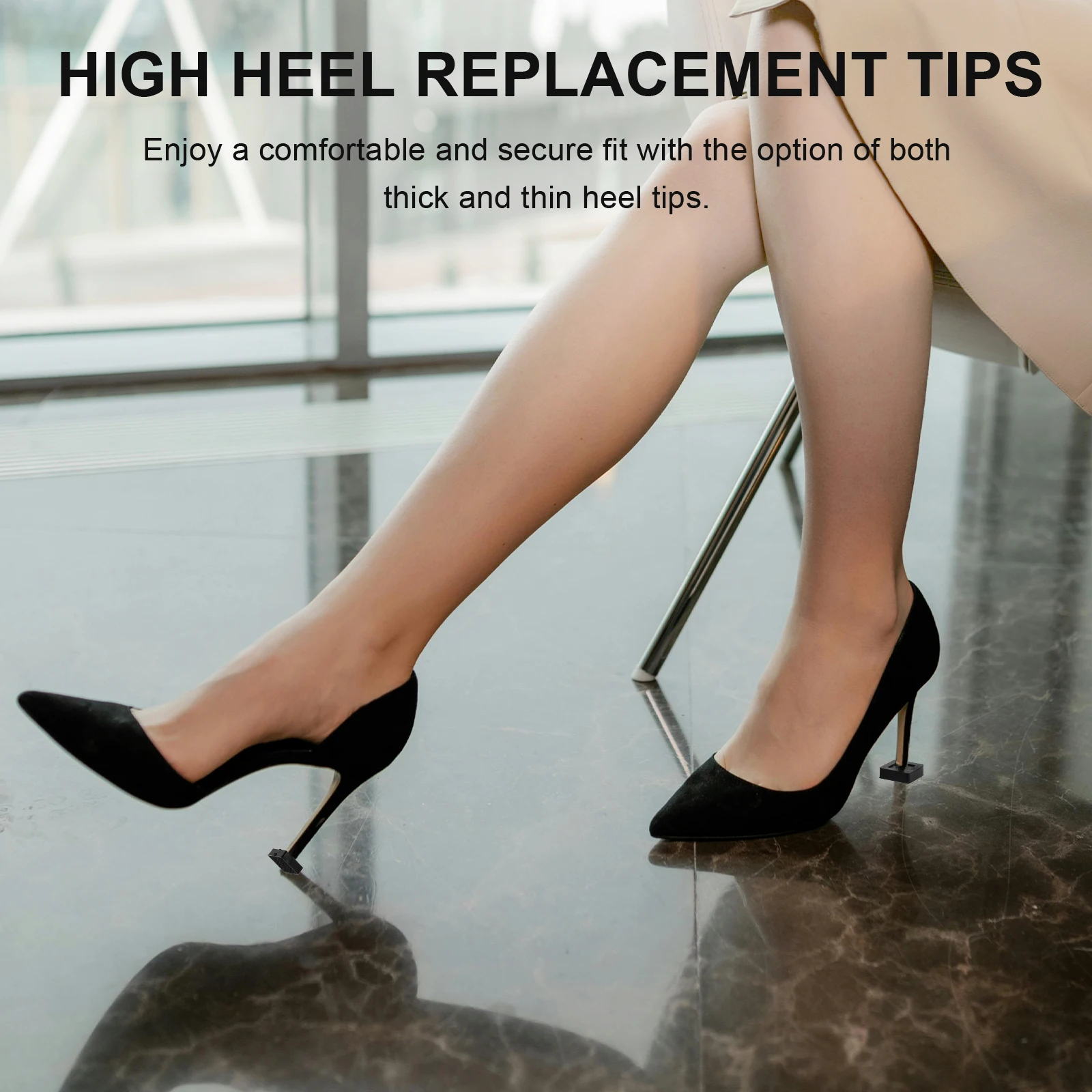 

Square High for Women 2 Styles Thick Thin Replacement Caps Shoe Repair Accessories Black Caps for High Shoes Heel