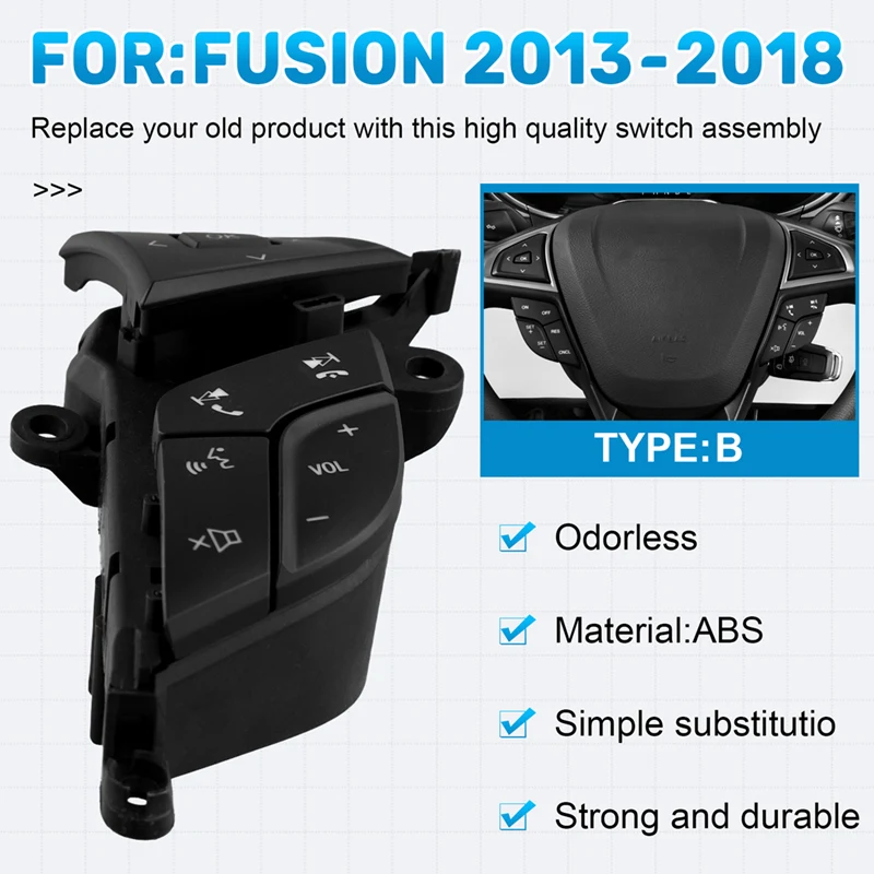 Car Steering Wheel Volume Adjustment Switch Assembly Multifunction Switch DG9T-9E740DBW For Ford Fusion 2013-2018