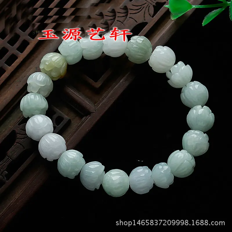 

Поддельные Бусины Из бирманского изумруда Jadeite, нефритовый браслет Seiko Lotus для мужчин и женщин, 13 мм