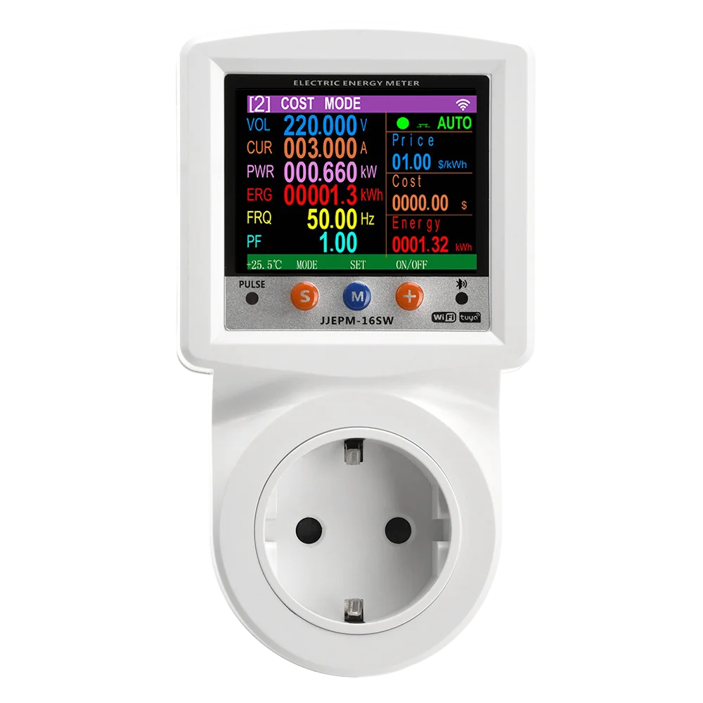 AC 220V Tuya WiFi Socket Digital Power Frequency Energy Meter Electric Timer Controller Amp KWh Switch Watmeter Tool EU Plug