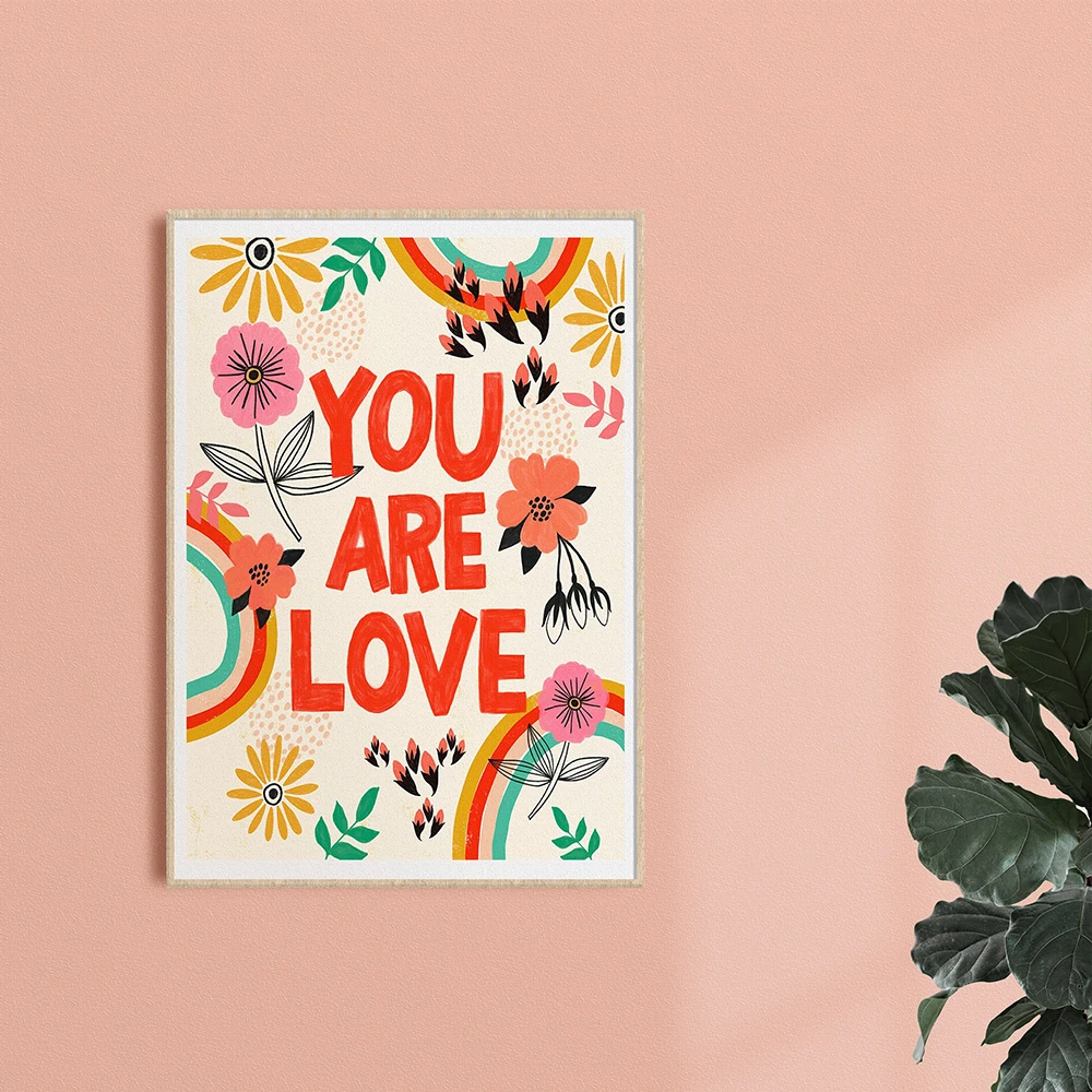 Inspirational Quote Flower Design Canvas Painting Colorful Boho Rainbow Wall Art Poster Print Girl Room Nursery Decor Picture