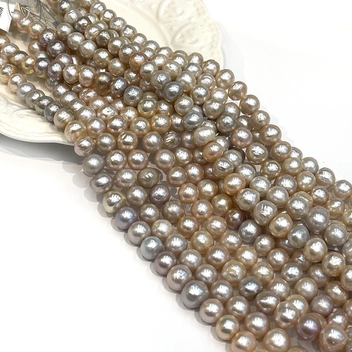 Natural Freshwater Pearl Candy-Colored Near-Round Bead Size 9-11mm Women Jewelry Making DIY Necklace Bracelet Earrings Accessory