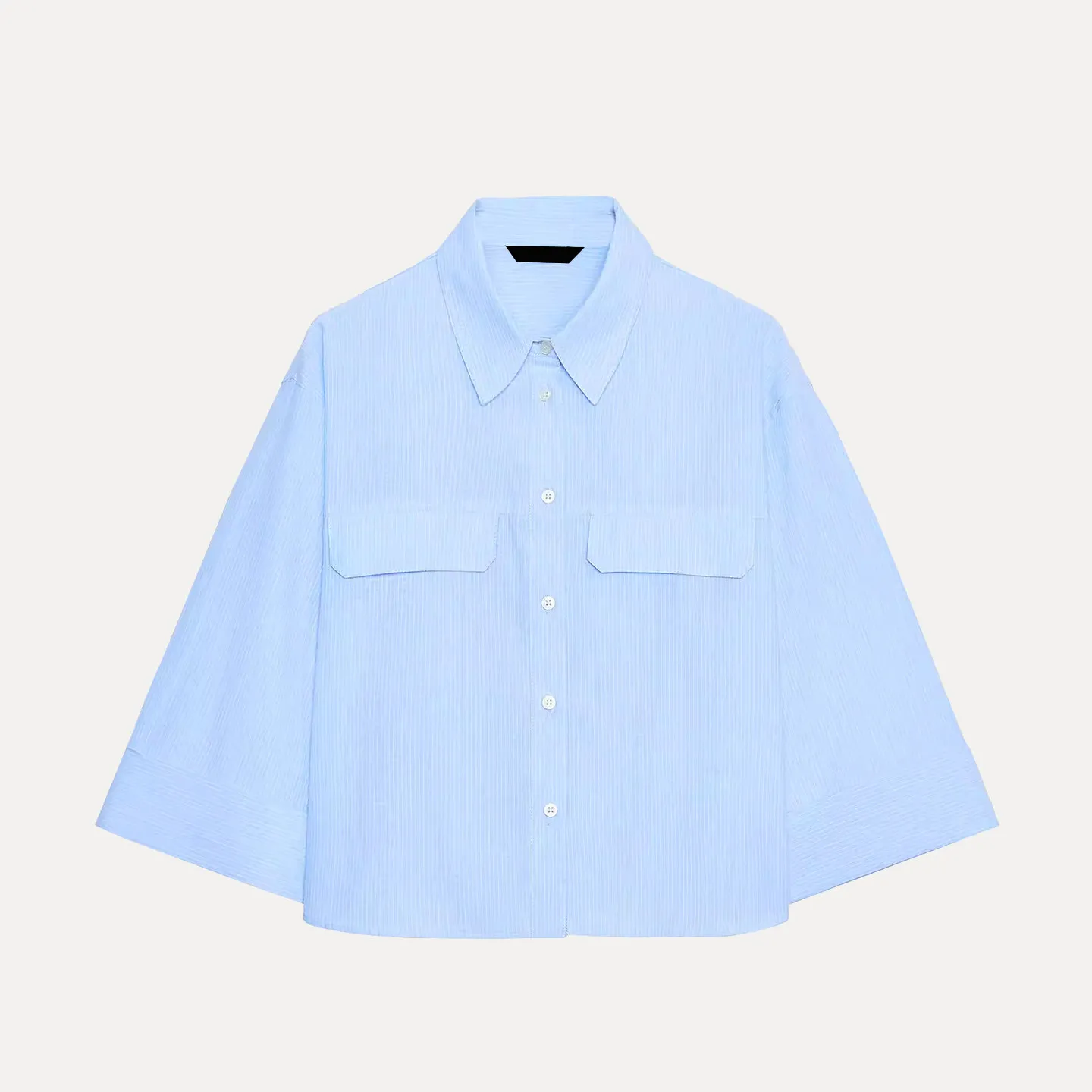 

Faionable Striped ort irt for Women Spring 2026 Hidden Button Design Personalized Sle Casual Wear Loose Fit Other Mat...