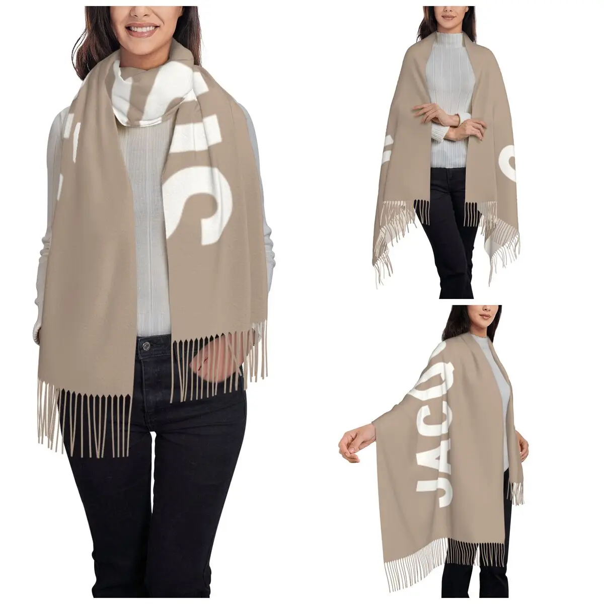 Luxury Letter Print Scarf for Womens Winter Warm Shawl Wrap Jacquemu Long Large Shawl Scarf Ladies