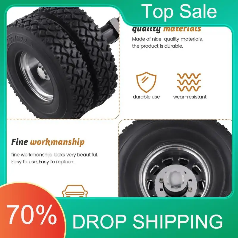 

A49U 4 Pcs Rubber Tire With No Power Drive Shaft For 1/14 Tamiya-RC Truck Car 770S 3363 FH16 MAN Diy Parts