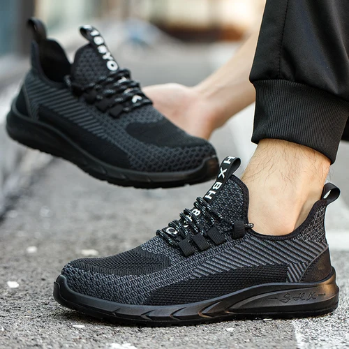 Imagen 2 del producto Zapatos de trabajo antigolpes con punta de acero para hombre, zapatillas de trabajo ligeras y transpirables, botas protectoras indestructibles, zapatos de trabajo antideslizantes