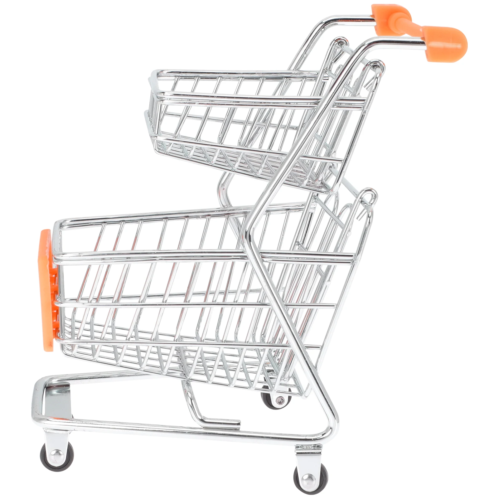 Mini Shopping Cart Toy Model Trolley Carts Supermarket Handcart Kids Grocery Wrought Iron Rolling Storage Container Desk