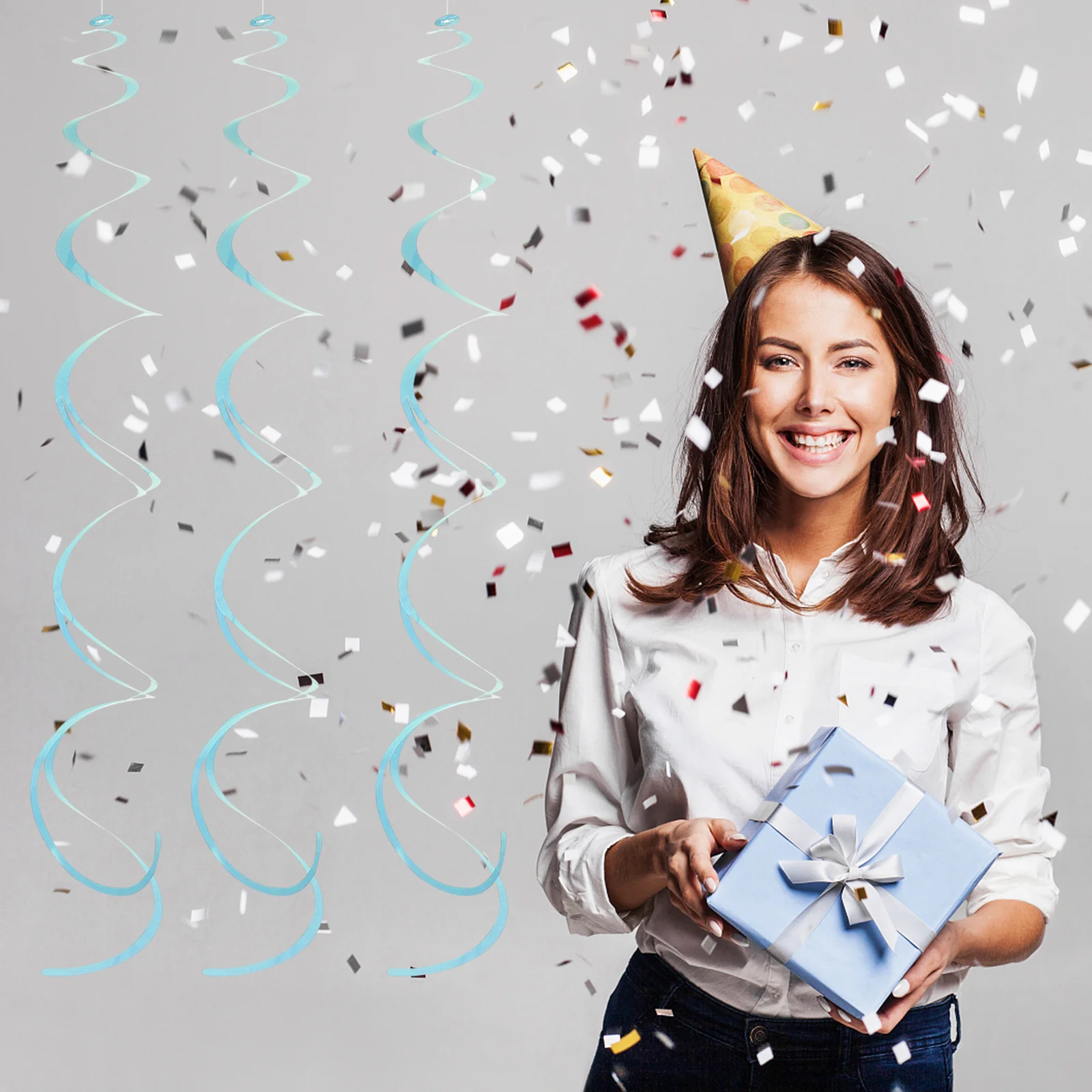 

6Pcs Plastic Spiral Pendants Unique Design Cuttable Length Hanging Decor for Windows Doors Branches Parties Wedding Decorations