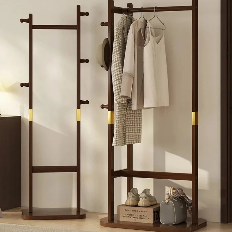 Bamboo Clothes Rack Heavy-Duty Clothes Hanger Space-Saving Coat Bag Hat Organizer Bedroom Storage