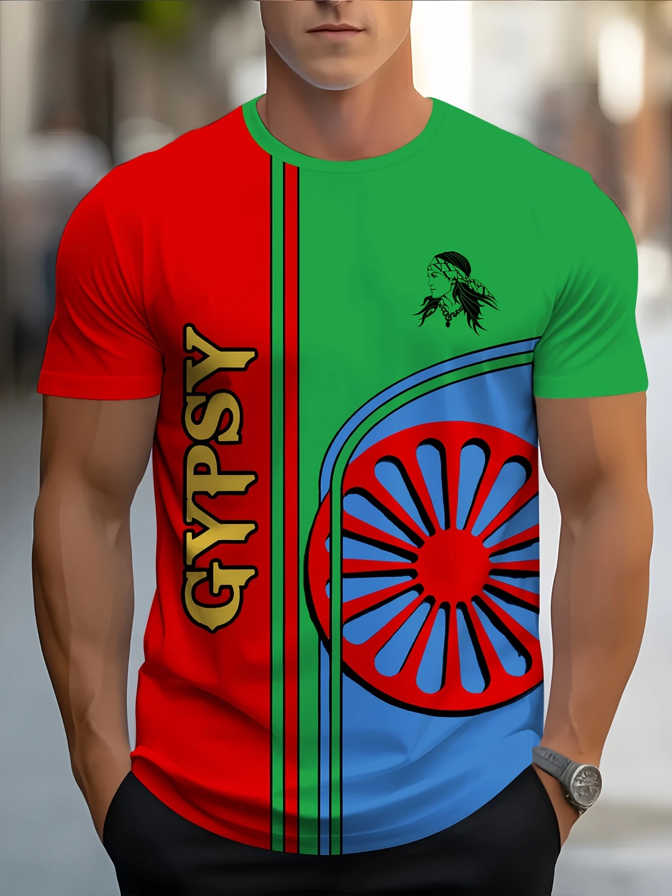 

2025 Gypsy National Emblem Graphic T Shirt 3D Gypsy Unisex Printing T-shirts For Men Romani Streetwear Tee Shirts Tops