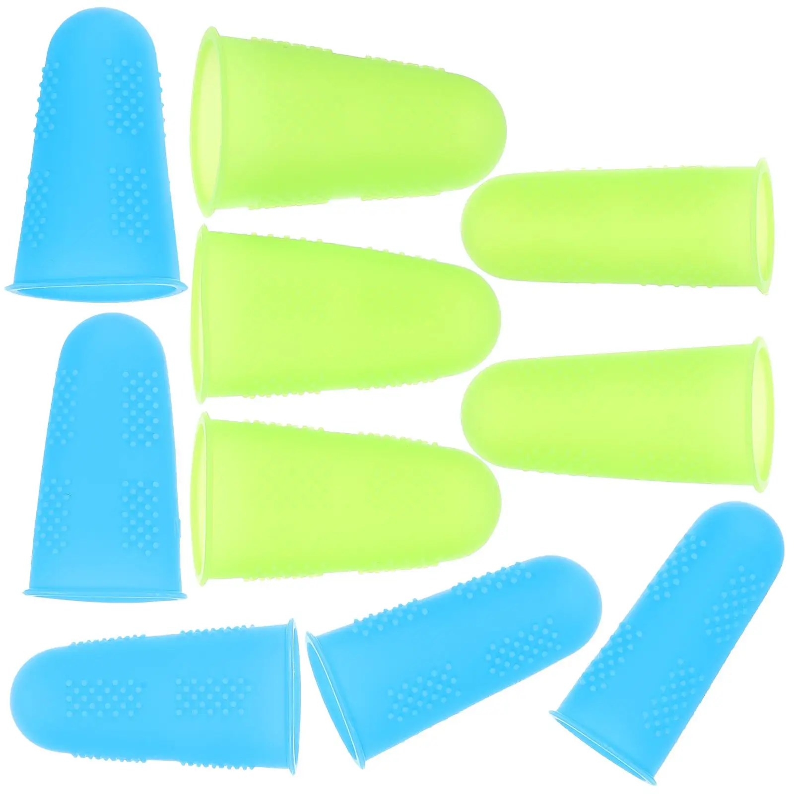 

10pcs Silicone Finger Cover Anti-scalding Finger Protective Sleeves Non-slip Fingertip Cover for Men Women (Blue + Green)