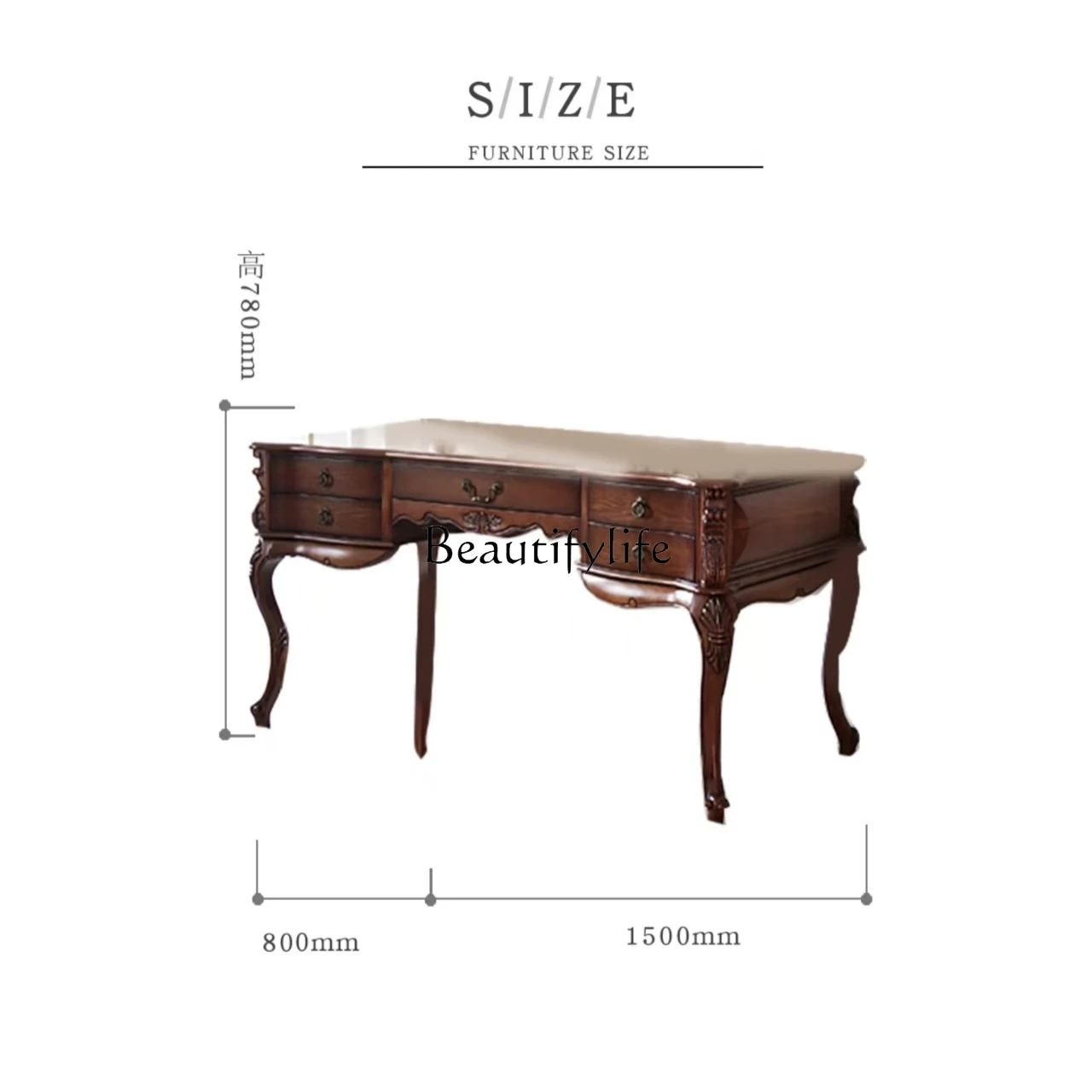 American retro country solid wood desk French European computer desk