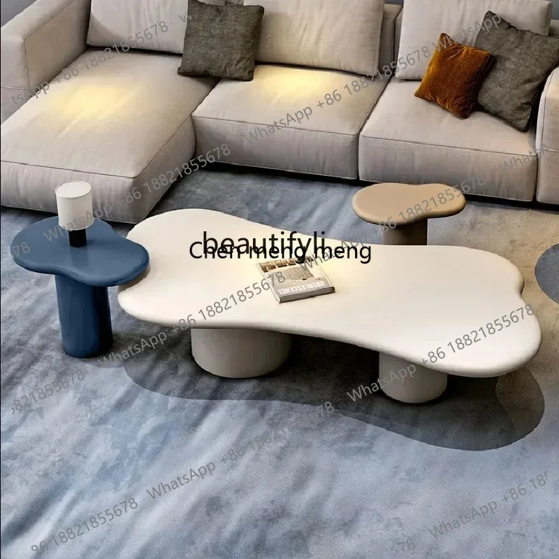 yj Qiji Feng Yun Duo Tea Table Combination Advanced Artistic Sense Special-Shaped Nordic Irregular Side Table Cream Sty 26
