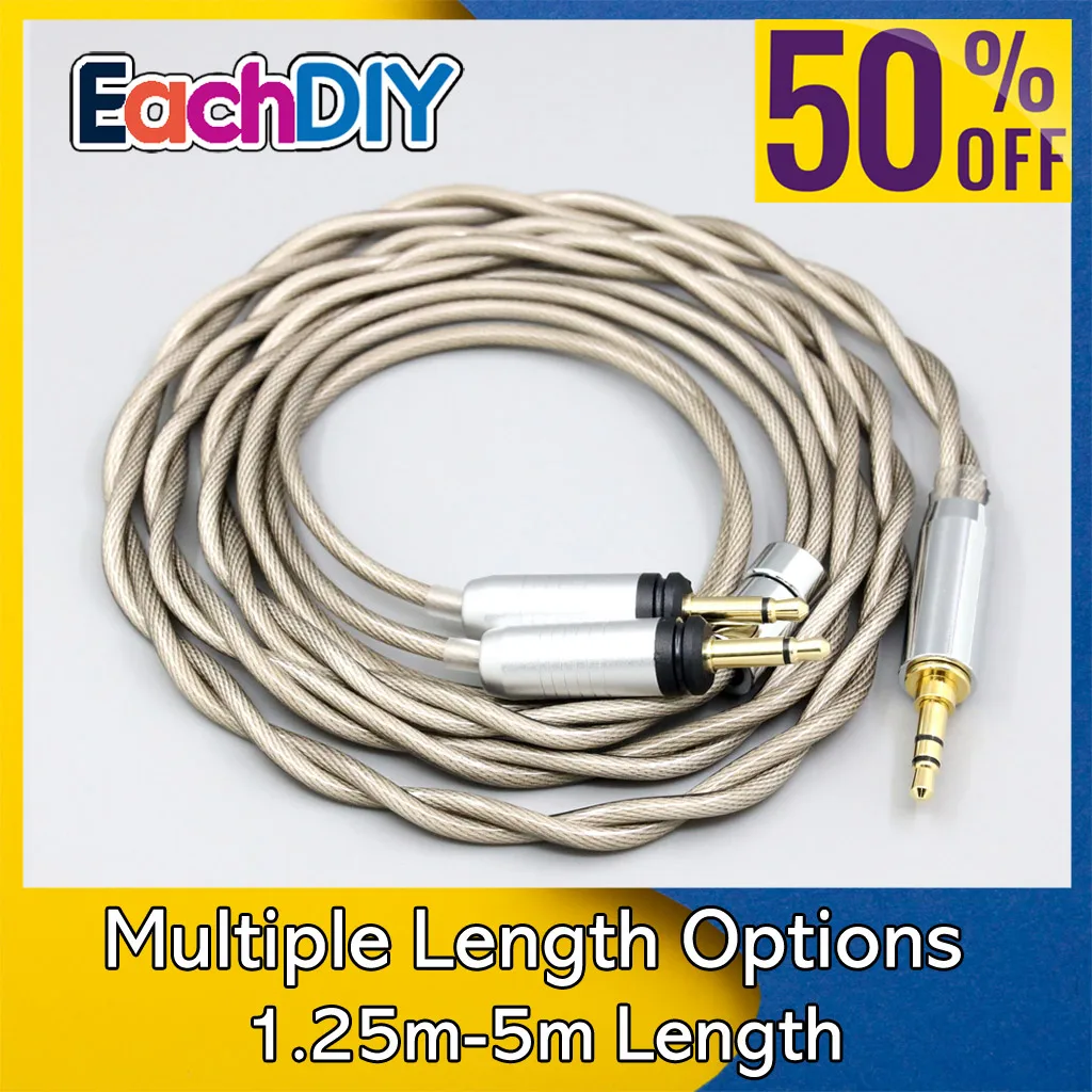 Type6 756 core 7n Litz OCC Silver Plated Earphone Cable For Focal Clear Elear Elex Elegia Stellia Dual 3.5mm pin LN008261