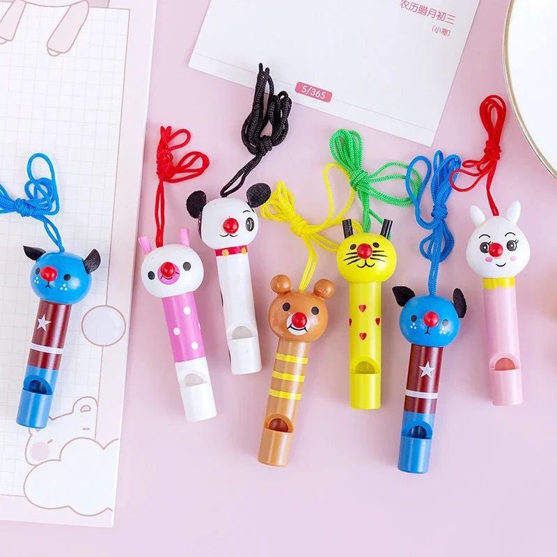 10Pcs Cute Multicolor Wooden Whistles Kids Birthday Party Favors Decoration Baby Shower Noice Maker Toys Goody Bags Pinata Gifts