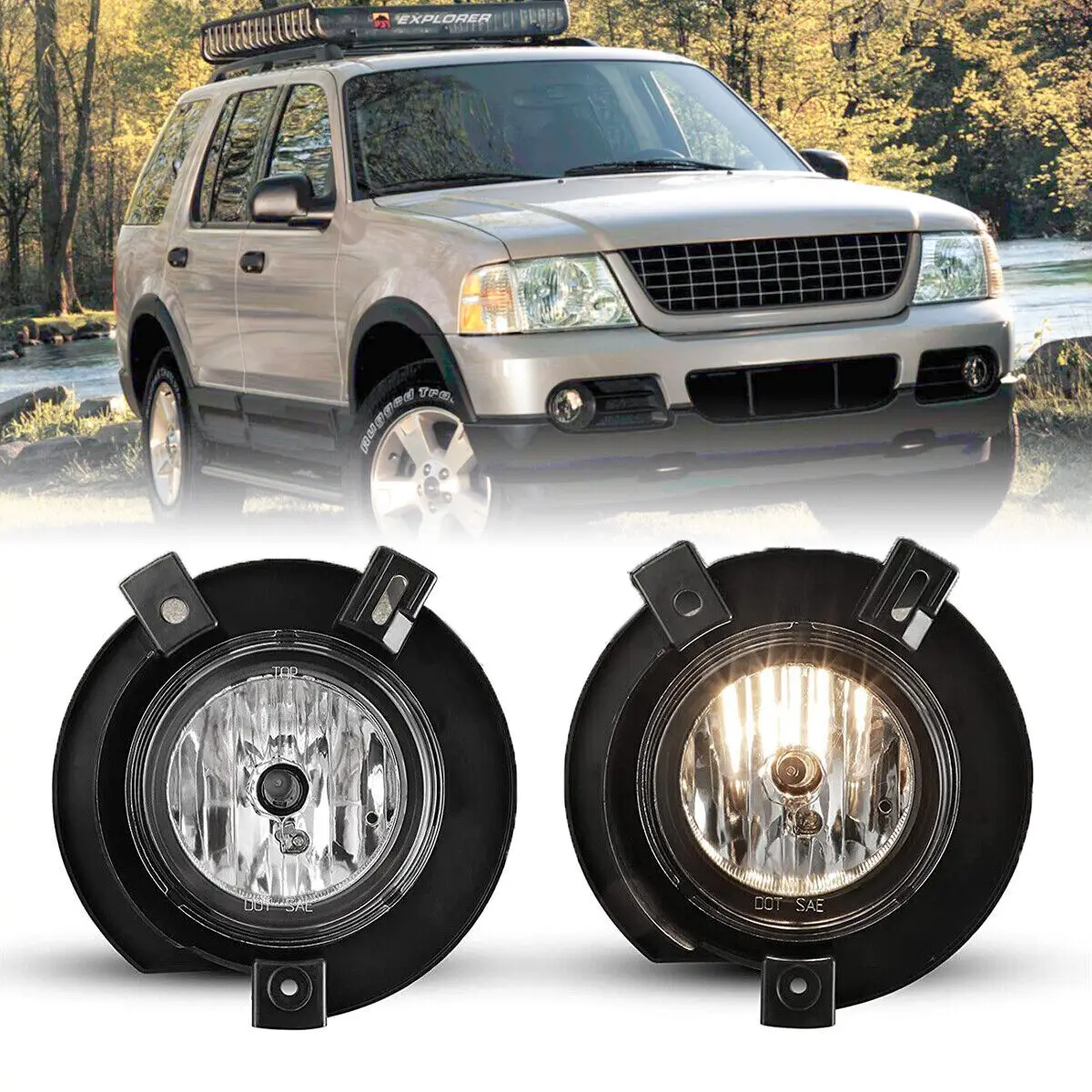 2 PCS For Ford Explorer 2002-2005 fog light OEM halogen fog lamp Bulb H10 12V 42W front bumper driving lamp auto part