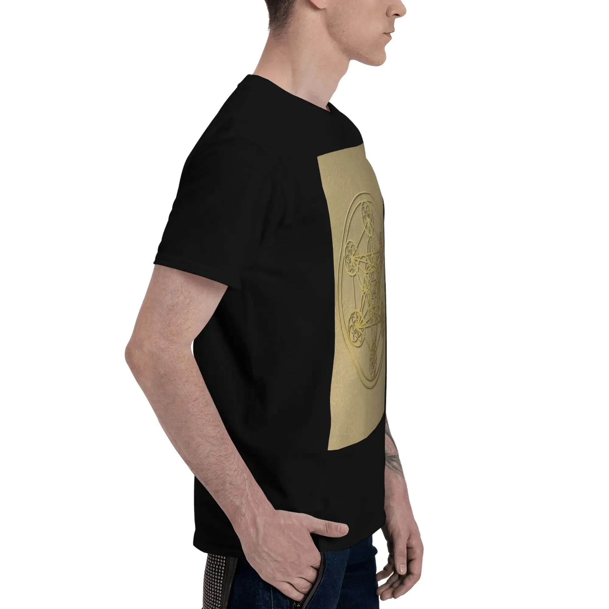 Metatron Cube sacred mandala healing amulet Men T-Shirt Plus Size T Shirts Men's Round Neck Cotton Tees Short Summer Male