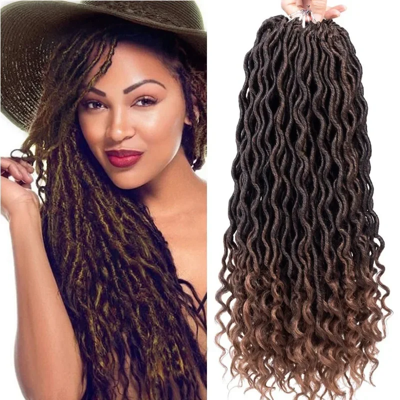 Häkelhaar, 61 cm, Häkel-Locs, 24 Stränge, Ingwer-Göttin-Locs, weiche Locs, lockige Enden, Faux Locs, synthetische Zöpfe für schwarze Frauen