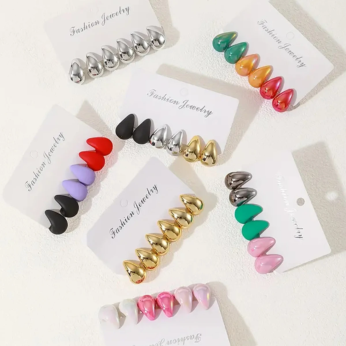 Mode Klassische 3-farbe Wasser Tropfen Stud Ohrring Set Elegante CCB Ohrringe Für frauen Täglich Vielseitig Party hochzeit Schmuck
