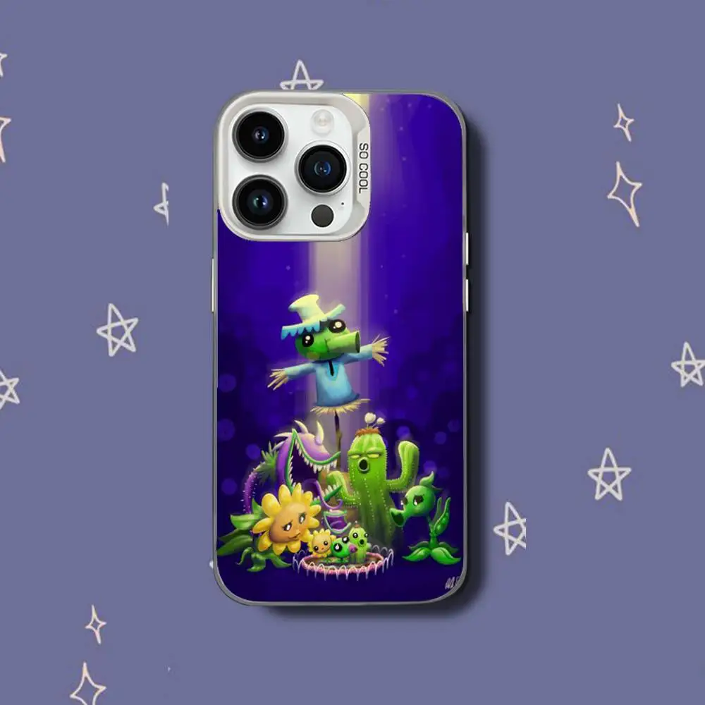 حافظة هاتف Plants Game vs Z-Zombies لهاتف iPhone 17,16,15,14,13,12,11,Pro,XS,Max,Plus,Mini,SE غطاء مقاوم للصدمات من الحلوى البيضاء غير اللامعة