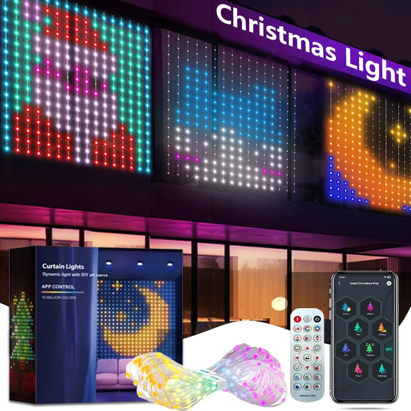 2 قطعة أضواء الستار LED الذكية LED أضواء الجنية App التحكم مزامنة الموسيقى DIY نمط IP67 مقاوم للماء للداخلية في الهواء الطلق ديكور الحفلات #1