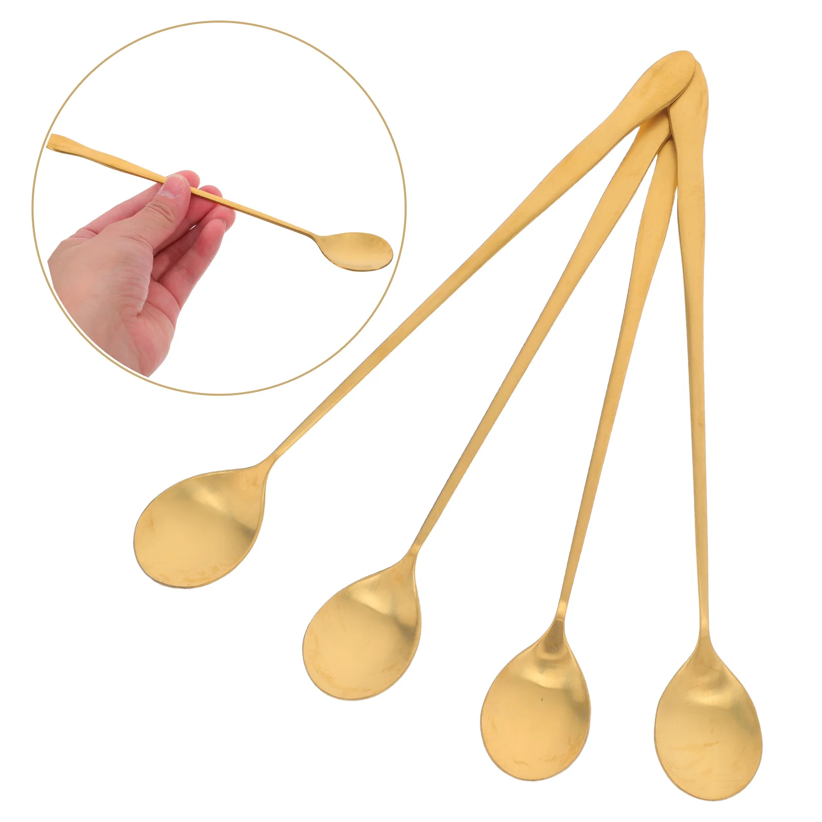 

4pcs 19.5Cm Long Handle Stainless Steel Mixing Spoons Mirror Polished Elegant Drink Stirrers For Coffee Tea Cocktail Ice Cream